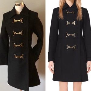 Michael Kors Horsebit buckle coat elegant STATEMENT PIECE Gold buckle Wool coat